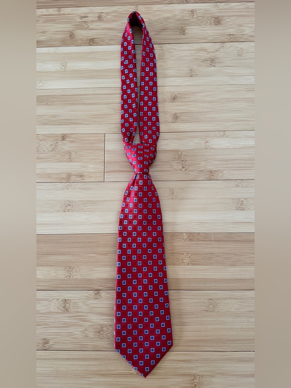 New! FUMAGALLI Classic Red Silk Geometric Men's Tie